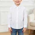 thumbnail image 2 of yboeqw Boys Long Sleeve Dress Shirts Classic Fit Collared Button Down Shirt 4-14 Year | Fashion Uniform Shirts,Boys School Clothes,Toddler Boy Shirts(17 Years,White), 2 of 5