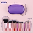 thumbnail image 3 of Set de 10 mini brochas de maquillaje para principiantes con mango de cristal. Incluye brocha portátil, pincel para sombras de ojos y estuche., 3 of 8