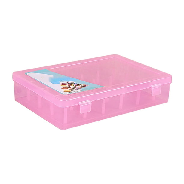 Caja de hilo de coser Wosthever 42 carretes gran capacidad plástico Rosa Azul transparente