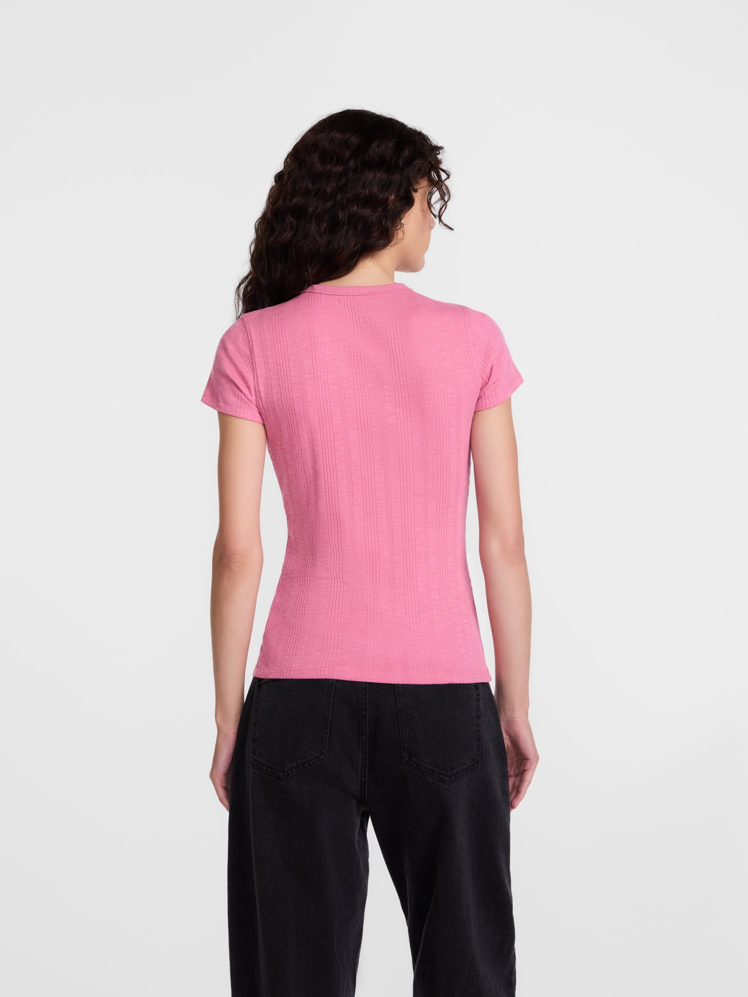 Scenario Women's Variegated Rib Tee with Short Sleeves, Sizes XS-XXXL