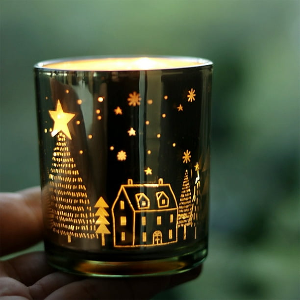Adornos navideños, regalos navideños, copas para velas navideñas, artesanías de vidrio, copos de nieve para árboles de Navidad, artículos festivos para la mesa, portavelas de vidrio para fiestas, taza
