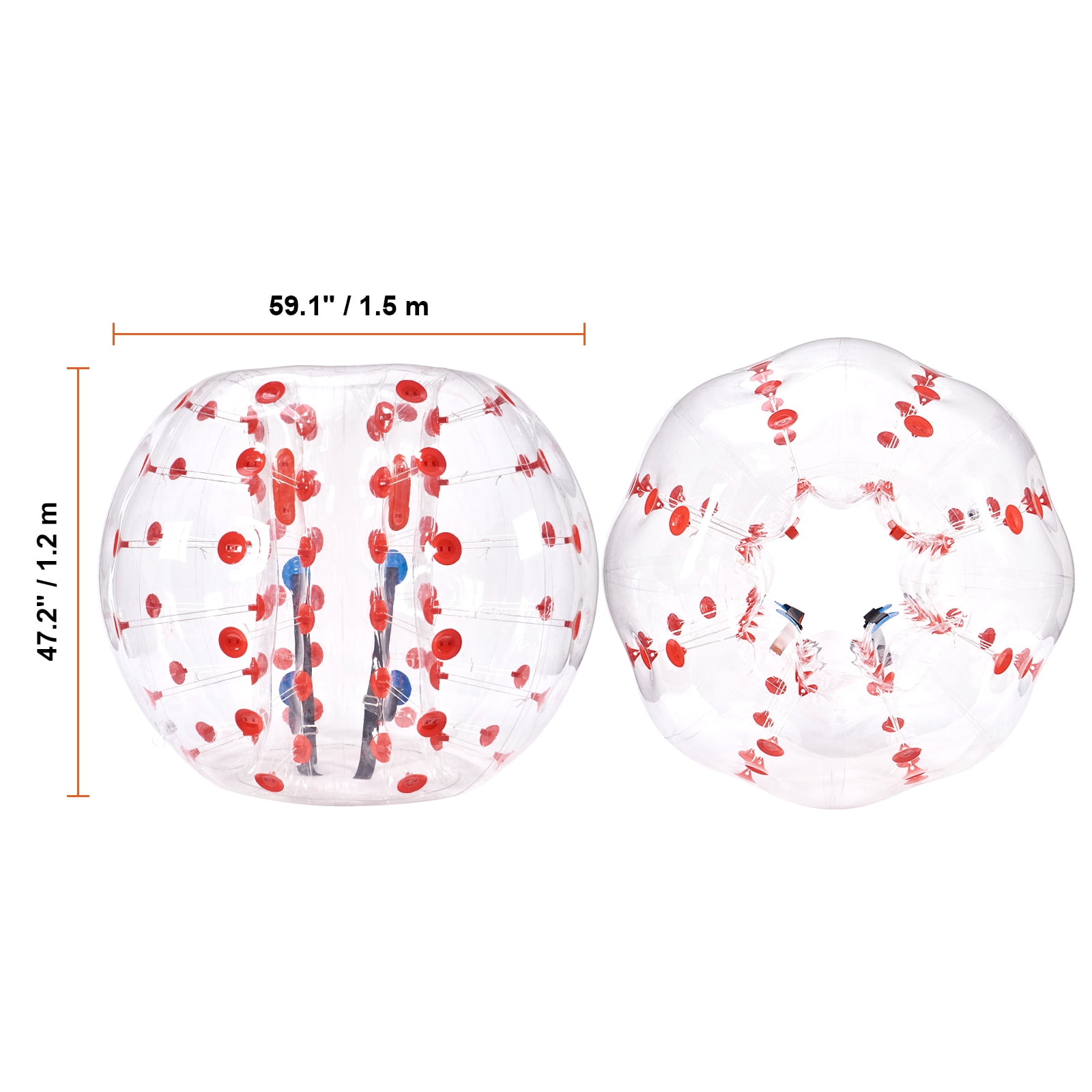 KFFKFF Blow-Up Bumper Sphere Single Pack, 5FT/1.5M Body-Sized Zorb Orbs for Adolescents & Adults, 0.8mm Durable PVC Human-Sized Hamster Bubble Balls for Outdoor Group Fun