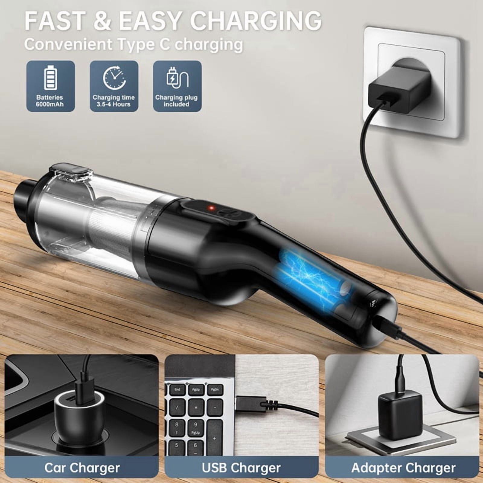 Handheld Car Vacuum Cleaner, Car Vacuum with 16000Pa Powerful Suction