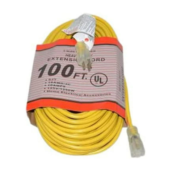 Replacement Part For Fit All Vacuum Commercial 100Ft, Yellow Extension Cord 16/3, Extension Cord 14-5412-05