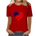 thumbnail image 2 of Fiudx Ofertas Relámpago Camiseta de Manga Corta con Cuello Redondo y Estampado Del Día de La Independencia para Mujer, Top/Camisa de Manga Corta con Cuello Redondo, 2 of 4