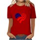 thumbnail image 1 of Tops Cortos para Mujeres Día de la Independencia Patriótica Impreso Cuello Redondo, Camiseta de Manga Corta Casual para la Primavera, Verano Y Fiesta, 1 of 4
