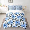 thumbnail image 2 of Feelyou Blue Fashion Ribbon Comforter Set 7pcs, Polkadot Cheetah Print Queen Bedding Sets, 2 of 8