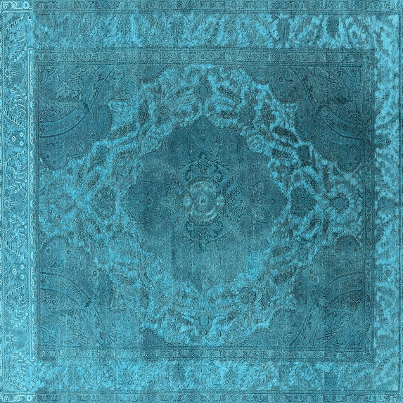 Ahgly Company Indoor Square Oriental Light Blue Industrial Area Rugs, 3' Square
