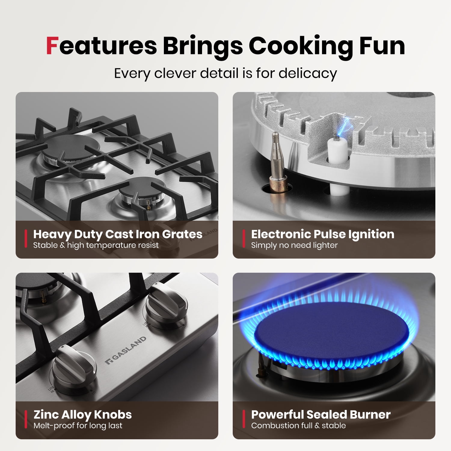 Gasland Chef 12" Built-in Gas Cooktop 2 Burner Gas Stove Top, NG/LPG Convertible, Stainless Steel