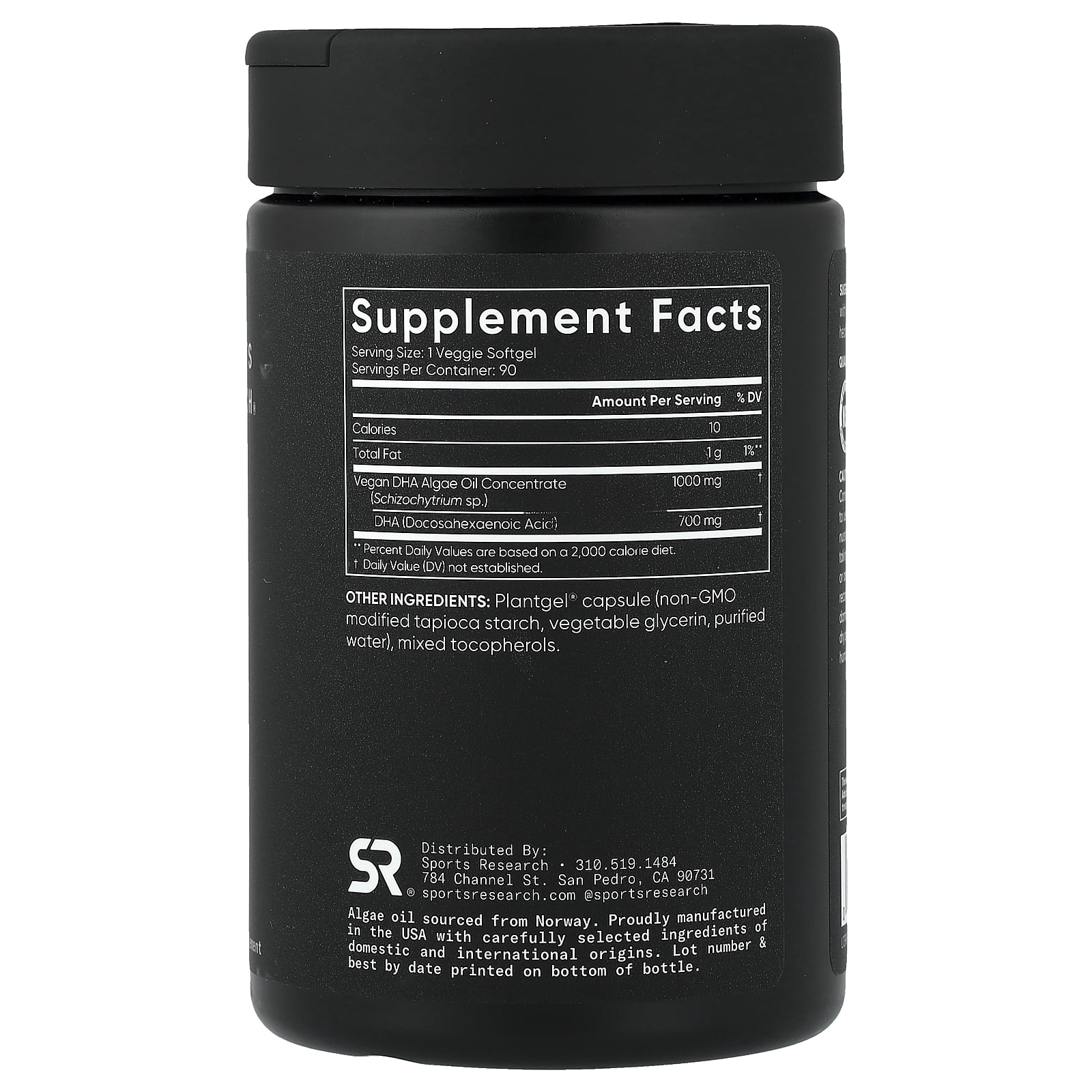 Sports Research DHA 700 Omega-3, Plant-Based, 90 Veggie Softgels