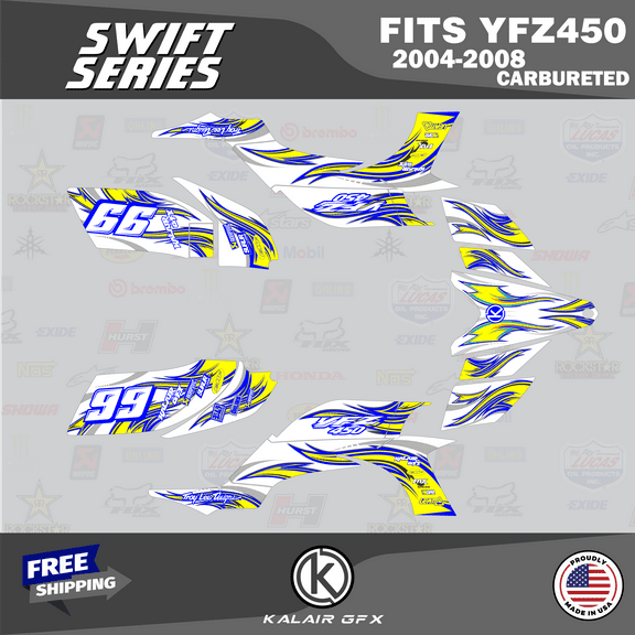 Kalair GFX Graphics Kit for Yamaha ATV YFZ 450 Carburator (2004-2008) Swift Series
