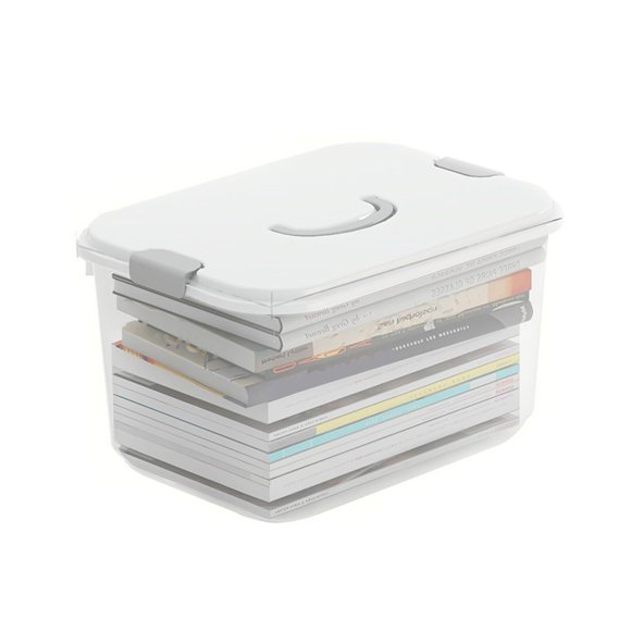 Caja de almacenamiento con tapa desmontable y asa transparente, de plástico, portátil, para ropa, juguetes, artículos para el hogar