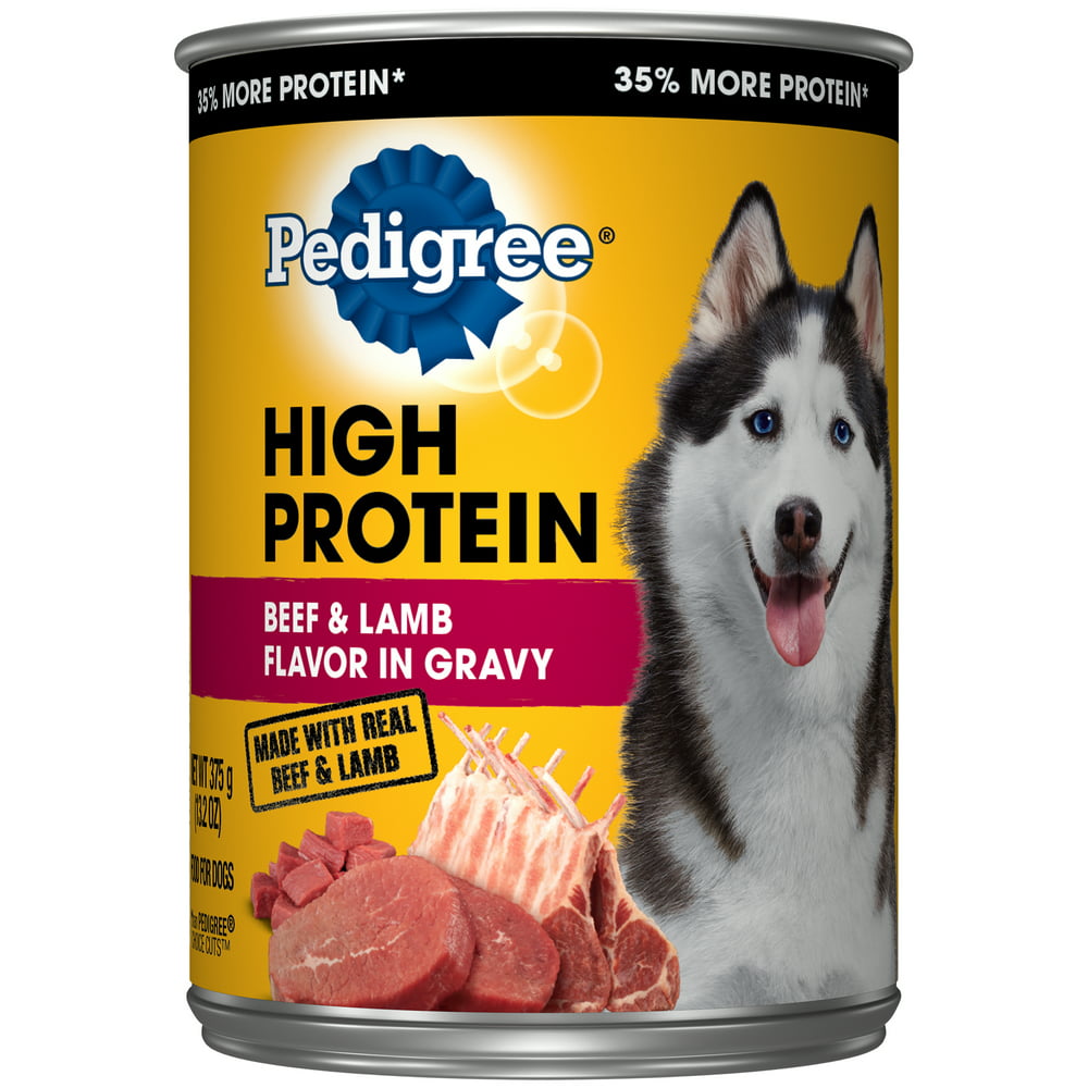 PEDIGREE High Protein Adult Canned Wet Dog Food, Beef & Lamb Flavor in Gravy, 13.2 oz. Can