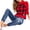 Scarlet/Black, variant on Tommy Jeans Womens Signature Plaid Pullover Sweater
