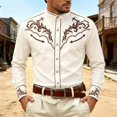 thumbnail image 2 of XIAOCHA Men's Western Scroll Print Button-Up Shirt Long Sleeve Shirts Country Holiday Casual Shirt, 2 of 4