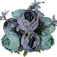thumbnail image 1 of Ramo de flores de seda de peonía artificial vintage, decoración de boda para el hogar (nuevo azul oscuro) brillar Juguete, 1 of 4