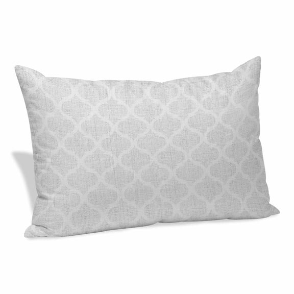 White Moroccan Pillow Covers, Linen Long Throw Pillow Case, Boho Morocco Geometric Quatrefoil Grid Holiday Pillow Protector Decorative Cushion Cover for Living Room/Bedroom 12" x 20"