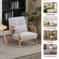 thumbnail image 6 of Mid-Century Modern Accent Chair,Arm Chair with Solid Wood Frame,Reading Chair with Pillow Upholstered,for Living Room Bedroom Sunroom(Light Gray+Light Brown), 6 of 9