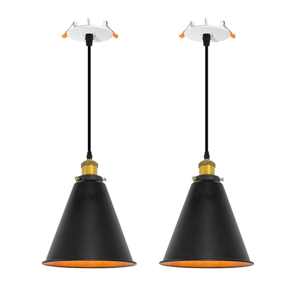 Kiven Recessed Ceiling Light, 2-Light Industrial Style Recessed Downlight, Adjustable Pendant Lighting for Bedroom Kitchen Island Home, Gold Finish