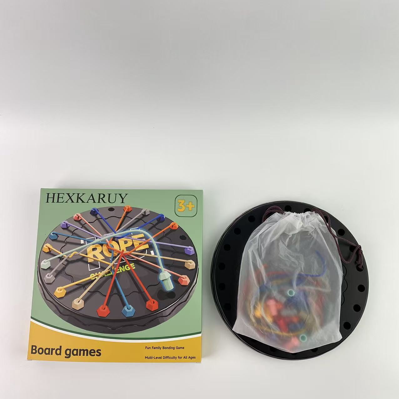 HEXKARUY Board games,Rope Untangling Puzzle Game, Educational Strategy Board Game, Family Travel Party Games with Multi-Level Challenges, Gifts for All Ages