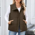 thumbnail image 5 of Hueook Womens Winter Jacket Women's Fashion Solid Color Sleeveless Jacket Sleeveless Jacket Brown S, 5 of 7