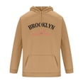 thumbnail image 3 of USNSM Men's Fashion BROOKLYN 1898 NEW YORK Letter Printed Hoodie Casual Hispter Sport Pullover Tops Long Sleeve Drawstring Hooded Sweatshirt with Pocket Khaki L, 3 of 5