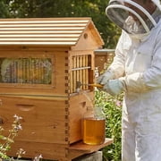 Active Eco-Friendly Wooden Cedar Bee Habitat Combo Pack with 7 Flow Beehive Frames, Brown