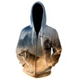 thumbnail image 3 of Sudadera con capucha para hombre de primavera y otoño con estampado de lobo Harajuku en 3D, cárdigan con cremallera y cordón de manga larga, 3 of 5
