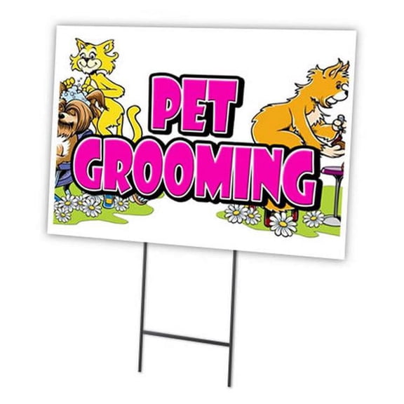 SignMission C-1216 Pet Grooming 12 x 16 in. Pet Grooming Yard Sign & Stake