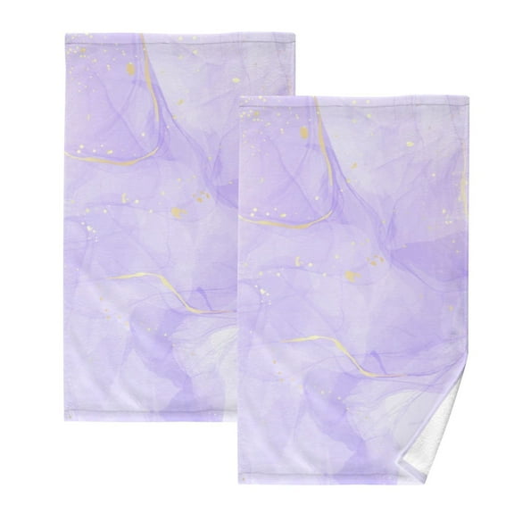 Purple Lavender Liquid 2 PCs Cotton Hand Towels Absorbent Face Towel Soft Breathable Towel Set for Bathroom Kitchen Hotel Gym Decoration