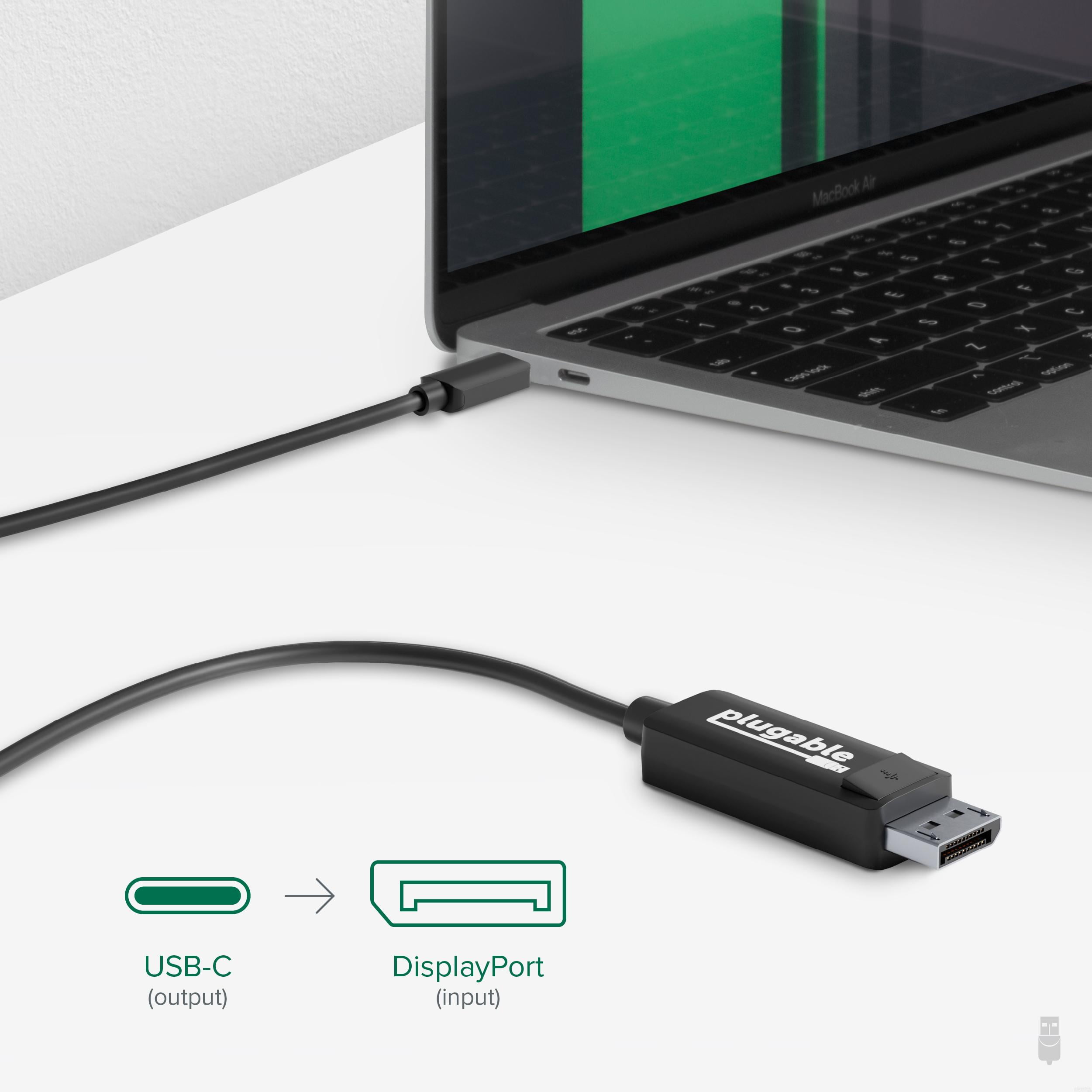 Plugable USB C to DisplayPort Cable 6 feet (1.8m), Up to 4K at 60Hz, USB C  DisplayPort Cable - Compatible with Thunderbolt and USB-C - Driverless 