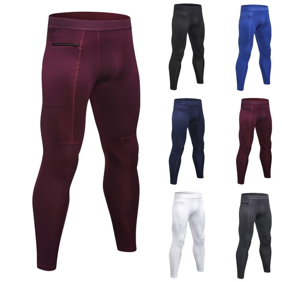 FRSASU Men’s Compression Pants Athletic Workout Leggings Running Tights Breathable Quick Dry Base Layer for Yoga Basketball White