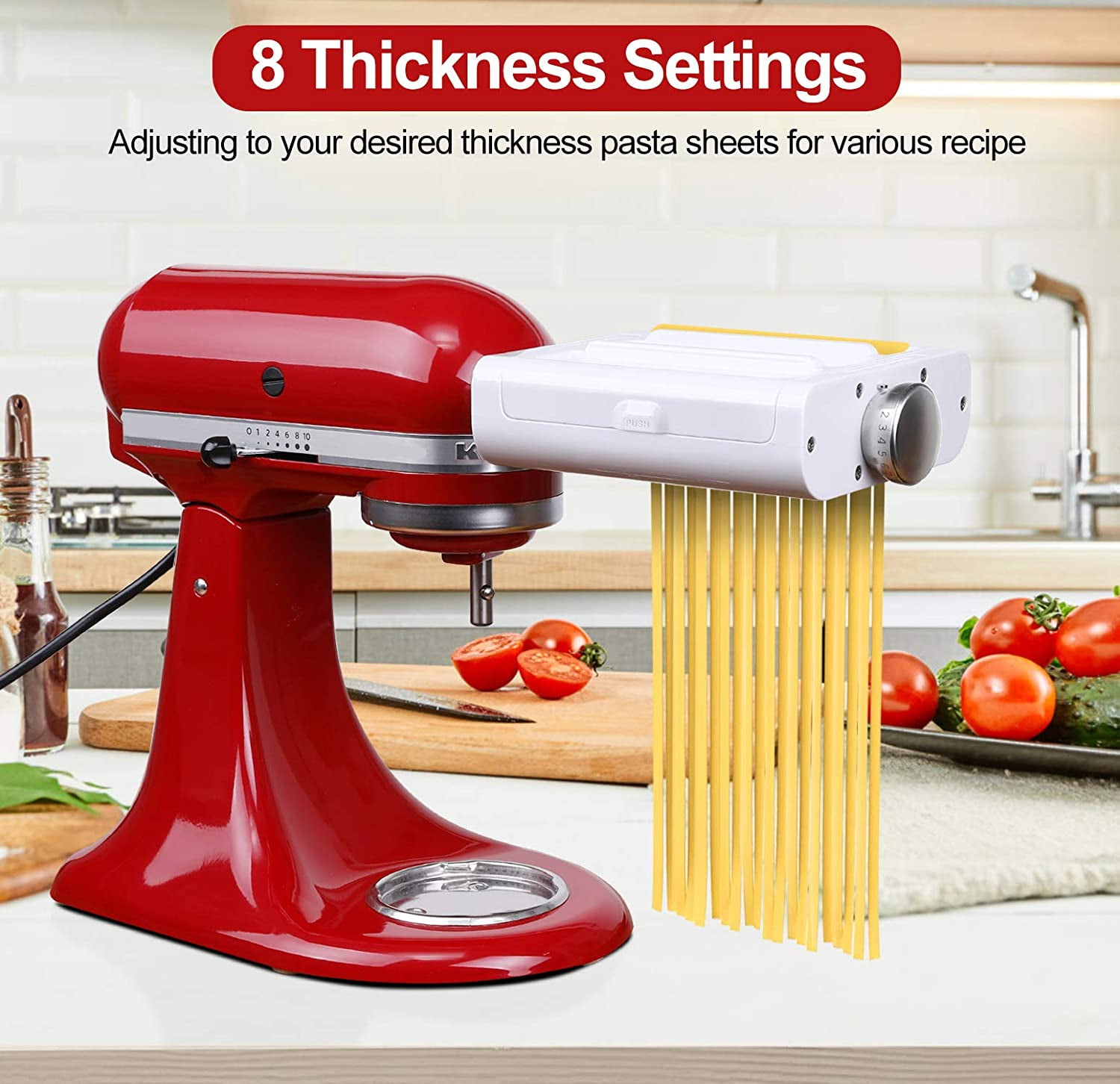 Kenome Pasta Maker Attachment 3 in 1 Set for KitchenAid Stand Mixers, with  Pasta Sheet Roller, Spaghetti Cutter, Fettuccine Cutter Maker Accessories  and Cleaning Brush 