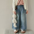 thumbnail image 5 of Kids Girls Casual Baggy Wide Leg Denim Pants Zip Up Denim Pants Straight Leg Cargo Jeans Casual Loose Jeans for 3-8 Years, 5 of 8
