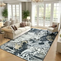 Ultrug Modern Abstract Rugs Vintage Area Rug Soft Indoor Carpet for Bedroom Living Room Home Decor,5'x7',Black