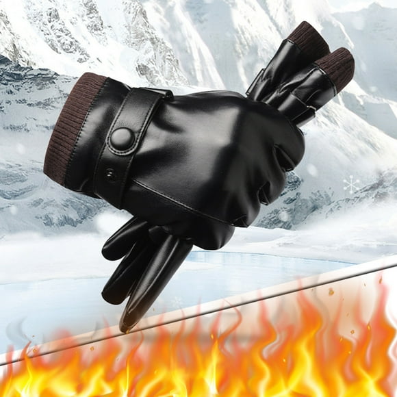 Dvkptbk Cars Mittens Motorcycle Gloves Leather Gloves for Men to Keep Warm in Winter Plush and Thick Windproof and Snowproof Gloves Cotton Gloves Winter Insulation