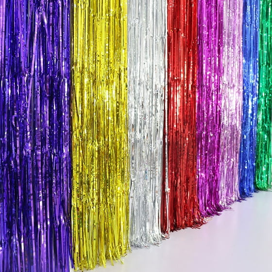Metallic Fringe Curtain Party Foil Tinsel Home Room Stage Wall Decor