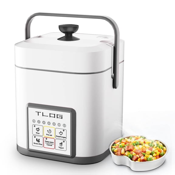 TLOG 5 Cups Cooked Digital Mini Rice Cooker 1.2L with Steam Tray Grey