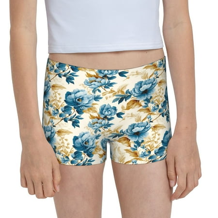 Pofeuu Vintage Blue Flowers Print Soft Cotton Girls Boyshort panties Toddler Underwear-X-Large