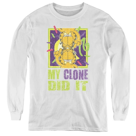 Garfield My Clone Did It Youth Long Sleeve T-Shirt White