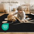 thumbnail image 4 of ODIKA 6'x9' Washable Area Rug Black Beige Abstract Geometric Swirl Design Elegant Flowing Lines and Circular Accents for Dining Room, Under Table, Office Décor, Non-Slip Chair-Friendly, 4 of 7