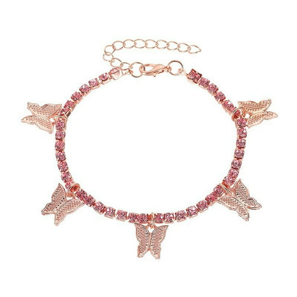Tobilleras finas con mariposa