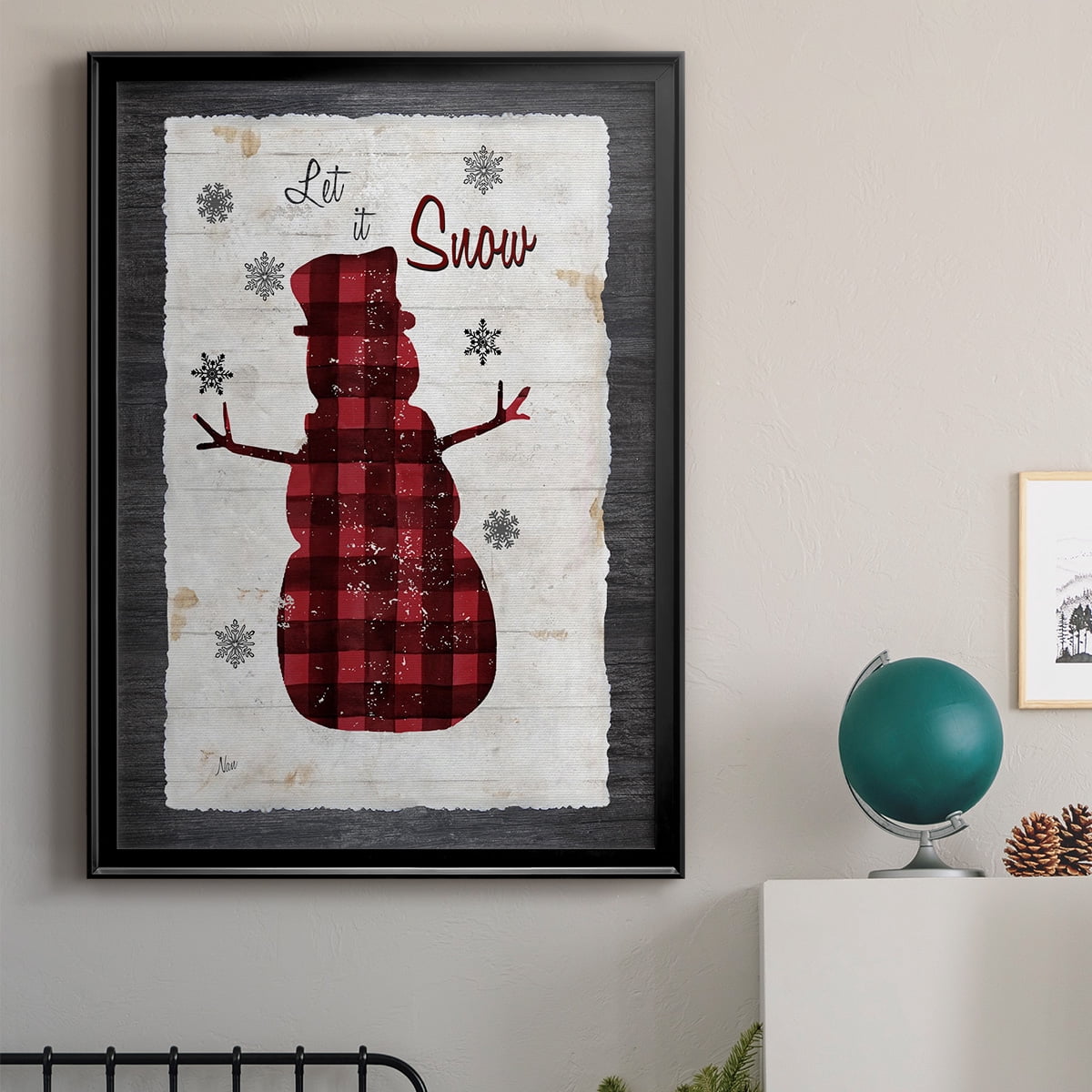 Checkered Snowman I Premium Framed Print - Ready to Hang