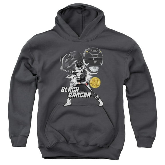Power Rangers Black Ranger Youth Pullover Hoodie Sweatshirt Charcoal