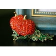 thumbnail image 4 of Gold Tone PUMPKIN Pin Brooch Rhinestone Autumn Fall Thanksgiving Jewelry, 4 of 9