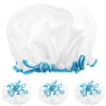 thumbnail image 1 of 4 Pcs Bonnets de Bain Réutilisables Couvre-Cheveux Élastiques Bonnets de Protection pour la Maison, 1 of 9