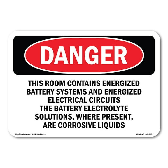 OSHA Danger Sign - This Room Contains Energized Battery Systems |  Aluminum Sign | Protect Your Business, Construction Site, Shop Area |  Made in The USA