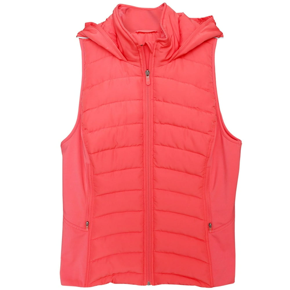 Tangerine Women Active Puffer FullZip Hooded Vest