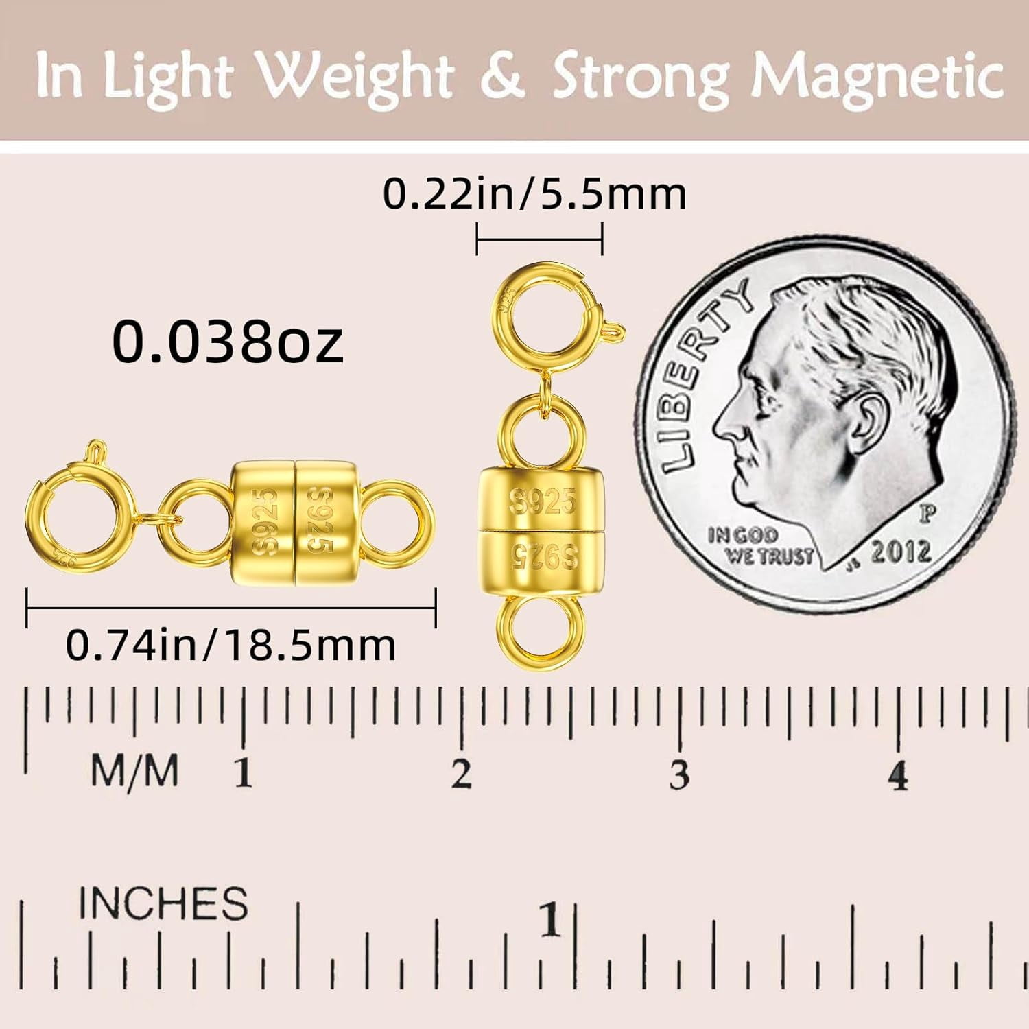 925 Sterling Silver Magnetic Necklace Clasps and Closures,Gold and Silver Magnetic Clasp Converter for Jewelry Making Supplies,Chain Extender Connector for Small Necklace Bracelet