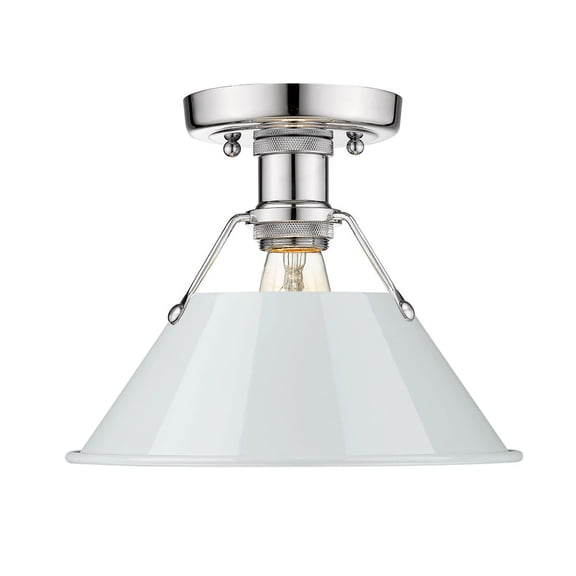 3306-FM CH-DB-Golden Lighting-Orwell - 1 Light Flush Mount 8 Inches Tall and 10 Inches Wide-Chrome Finish-Dusky Blue Shade Color